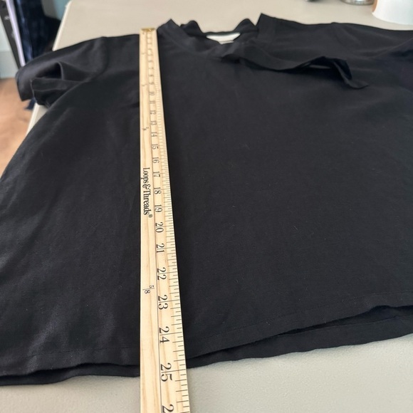 C.J. Banks Linen Blend Tie Neck Flutter Sleeve Blouse Black Size 3X - Picture 12 of 12